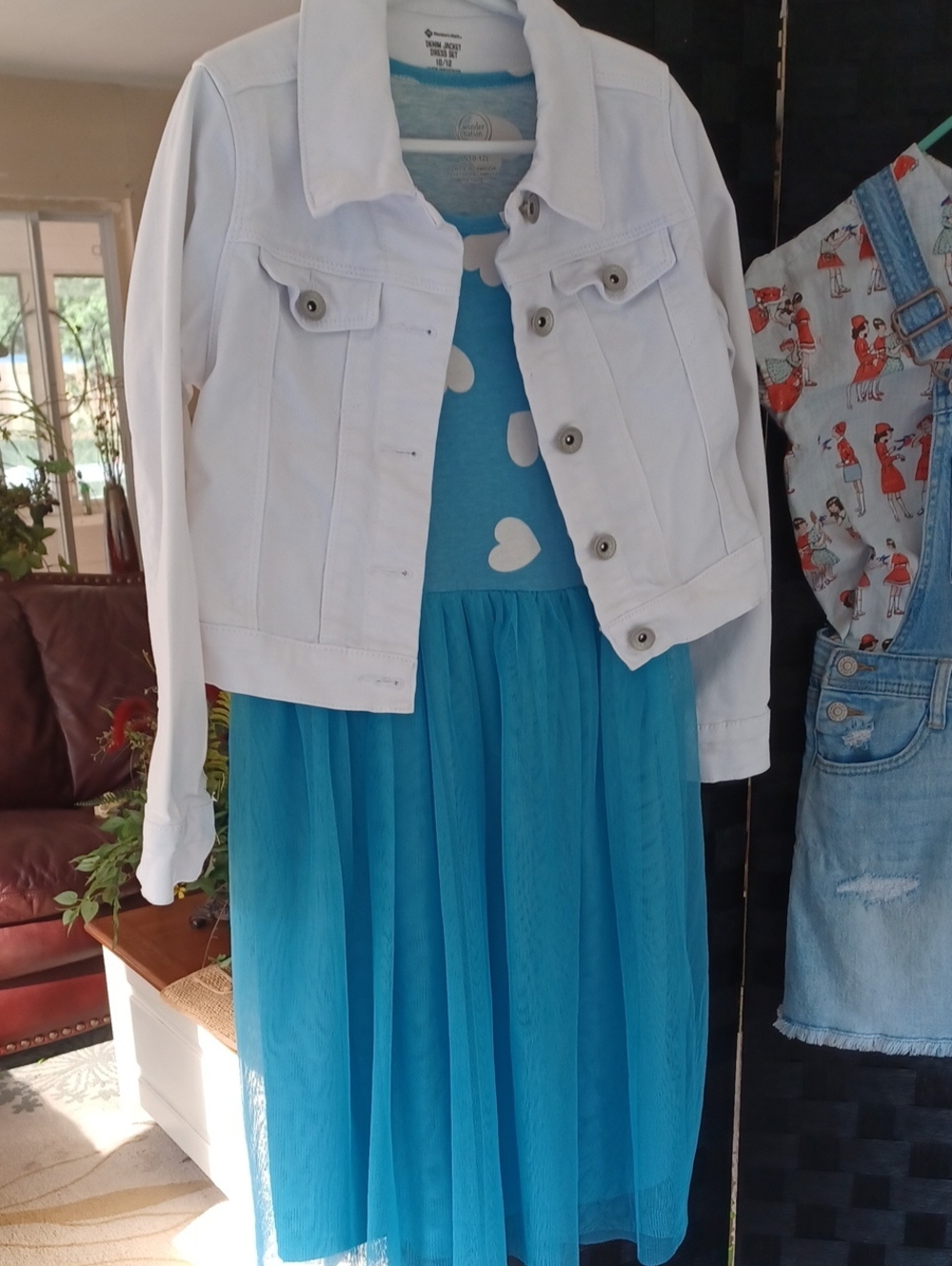 wonder nation White Jean Jacket with Blue Heart Dress